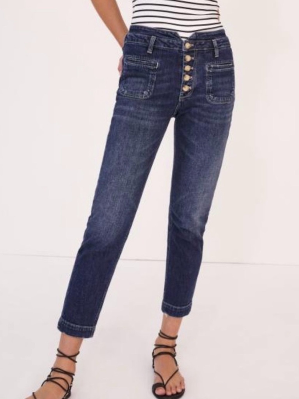 Pilcro and the Letterpress Cropped High-Rise Slim Jeans, 28
